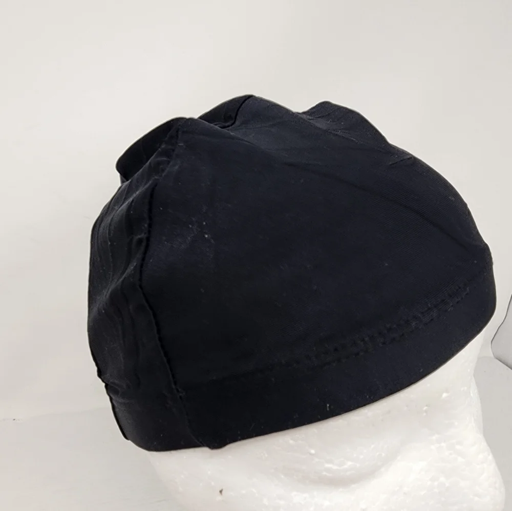 Unisex Black‎ Stretch Dome Cap Breathable Fitted Skull Cap For Wig Or Braids